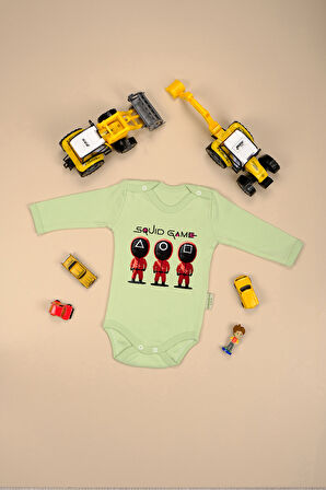 %100 Pamuk Squid Game Baskılı Omuz Çıt Çıt Zıbın