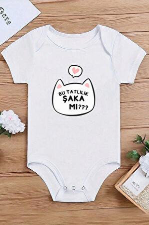 %100 Pamuk Şaka Mı Baskılı Omuz Çıt Çıt Zıbın