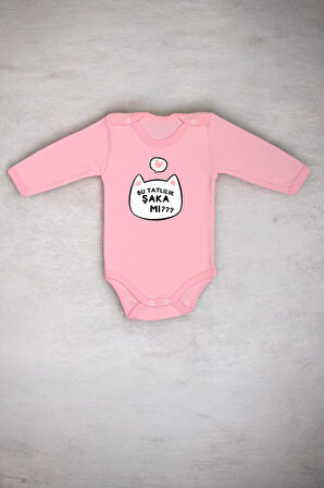 %100 Pamuk Bu Tatlılık Şaka mı Baskılı Omuz Çıt Çıt Zıbın