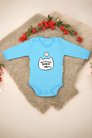 %100 Pamuk Bu Tatlılık Şaka mı Baskılı Omuz Çıt Çıt Zıbın