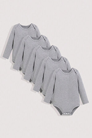 %100 Pamuk Uzun Kollu Yumuşak Doku 5'li Paket Zıbın