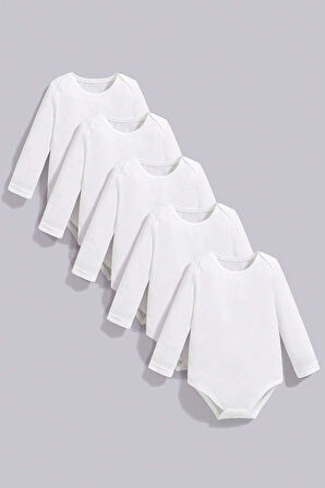 %100 Pamuk Uzun Kollu Yumuşak Doku 5'li Paket Zıbın