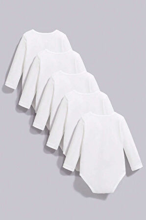 %100 Pamuk Uzun Kollu Yumuşak Doku 5'li Paket Zıbın