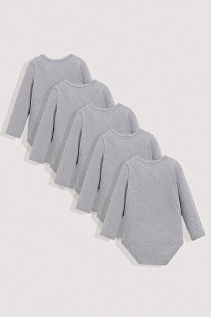 %100 Pamuk Uzun Kollu Yumuşak Doku 5'li Paket Zıbın