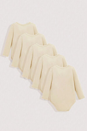 %100 Pamuk Uzun Kollu Yumuşak Doku 5'li Paket Zıbın