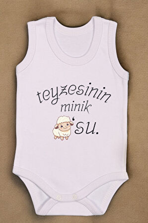 %100 Pamuk Teyzesinin Minik Kuzusu Baskılı Zıbın & Body