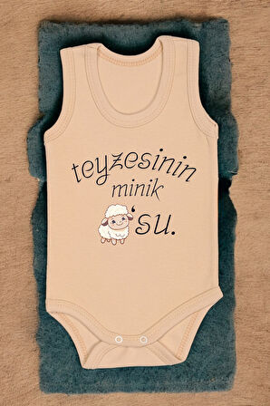 %100 Pamuk Teyzesinin Minik Kuzusu Baskılı Zıbın & Body