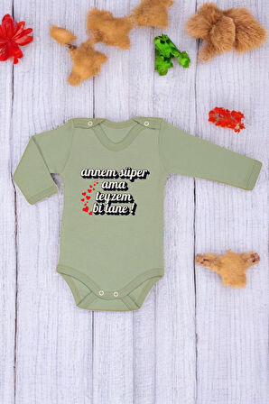 %100 Pamuk Teyzem Bi Tane Baskılı Zıbın & Body