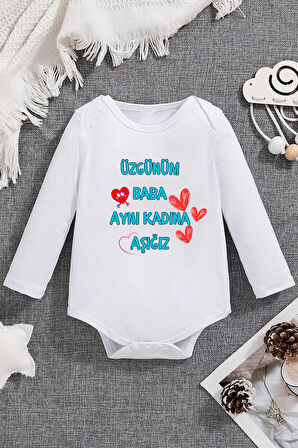 %100 Pamuk Aynı Kadına Aşığız Baskılı Zıbın & Body