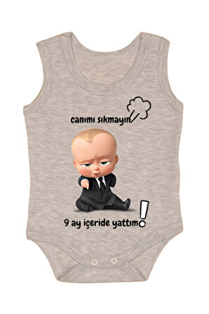 %100 Pamuk 9 Ay İçeride Yattım Baskılı Zıbın & Body