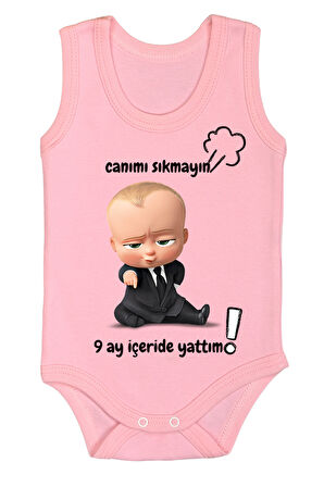 %100 Pamuk 9 Ay İçeride Yattım Baskılı Zıbın & Body