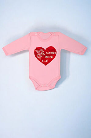 %100 Pamuk Aşkınızın Meleği Geldi Baskılı Zıbın & Body