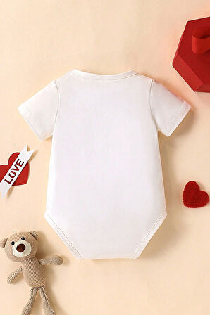 %100 Pamuk Aşkınızın Meleği Geldi Baskılı Omuz Çıt Çıt Zıbın