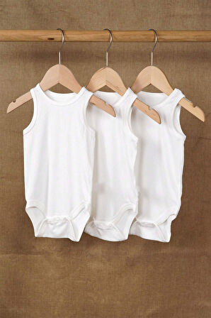 %100 Pamuk 3'lu Paket Yumuşak Doku Askılı Zıbın