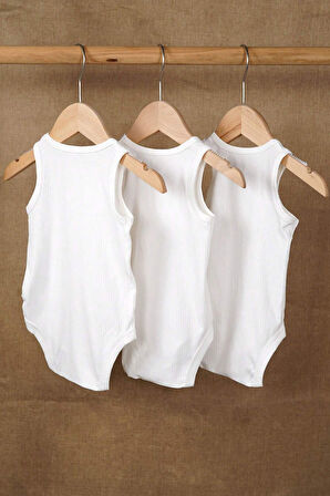 %100 Pamuk 3'lu Paket Yumuşak Doku Askılı Zıbın