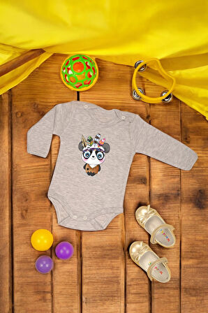 %100 Pamuklu Şaşkın Panda Baskılı Yumuşak Doku Baskılı Zıbın & Body