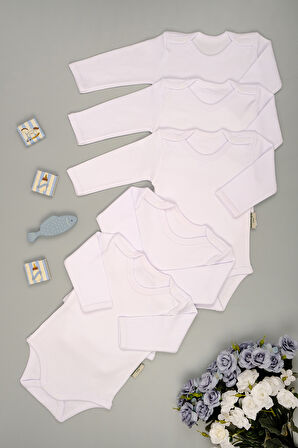 Pamuklu Uzun Kol 5'li Paket Çıt Çıt Body Zıbın