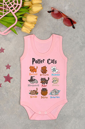 %100 Pamuklu Potter Cats Baskılı Yumuşak Doku Baskılı Zıbın & Body
