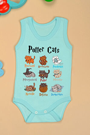 %100 Pamuklu Potter Cats Baskılı Yumuşak Doku Baskılı Zıbın & Body