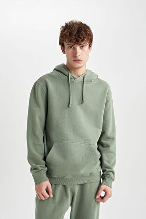 DeFacto Regular Fit Kapüşonlu Yıkamalı Soluk Efektli Kanguru Cepli Sweatshirt B1118AX23AUKH262