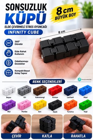 Sonsuzluk Küpü / Elde Çevirmeli Stres Oyuncağı / Infinity Cube / Büyük Boy