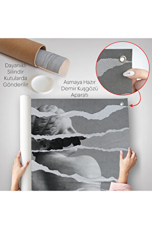 Yunan Heykeli Görüntüsü Yırtık Kağıt Duvar Örtüsü-7231
