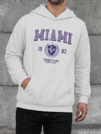Miami Florida 1982 Baskı Erkekler Kapüşonlular Sokak Rahat Kapüşonlu Üst Moda Büyük Beden Giy