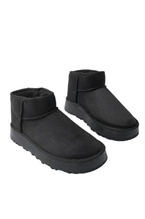 Klasik Ultra Mini Kalın Taban Kadın Bot SİYAH