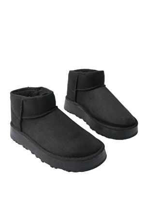 Klasik Ultra Mini Kalın Taban Kadın Bot SİYAH