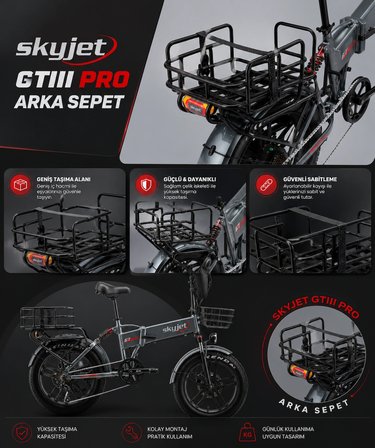 SKYJET GTIII PRO - TRVIII PRO  ELEKTRİKLİ BİSİKLET ARKA ÇANTA DEMİRİ VE LASTİK SET