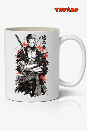 One Piece Roronoa Zoro Anime Temalı Beyaz Kupa Bardak Sevgiliye Arkadaşa Hediye