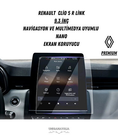 Renault Clio 5 R Link 9.3 İnç Navigasyon ve Multimedya Uyumlu Nano Ekran Koruyucu