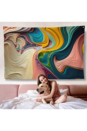 Renkli Girdap Boyalar Duvar Örtüsü-7235