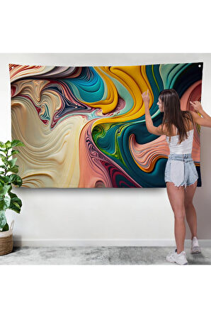 Renkli Girdap Boyalar Duvar Örtüsü-7235