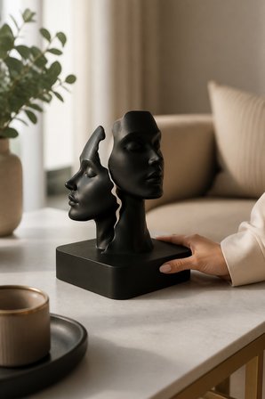 İkiliğin Yüzleri Figürlü Minimalist Dekoratif Biblo