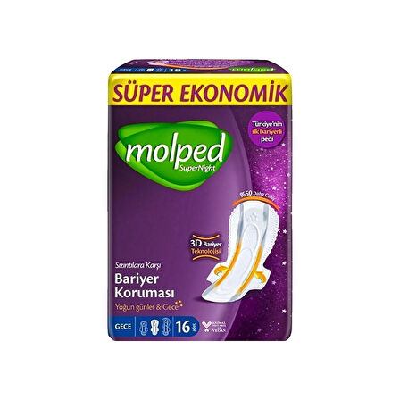 Molped Supernight Gece Bariyer Koruması 16 lı Gece x 3 Adet