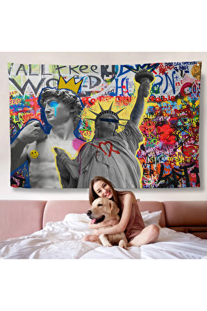 Renkli Punk Rock Duvar Örtüsü-7236