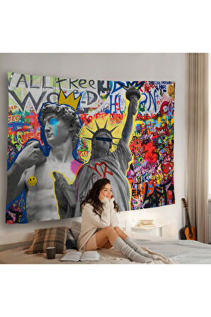 Renkli Punk Rock Duvar Örtüsü-7236