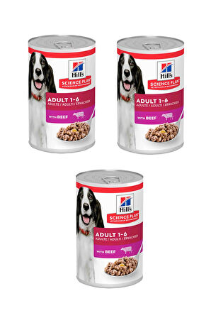 Hill's Science Plan Biftekli Yetişkin Köpek Konserve Maması 370 Gr. X 3 Adet
