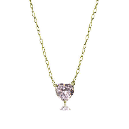 Masaliko Kalp Gümüş Kolye Ms3305, 925 Ayar Kadın Gümüş Kolye, Altın Kaplama