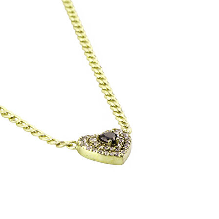 Masaliko Kalp Gümüş Kolye Ms3306, 925 Ayar Kadın Gümüş Kolye, Altın Kaplama