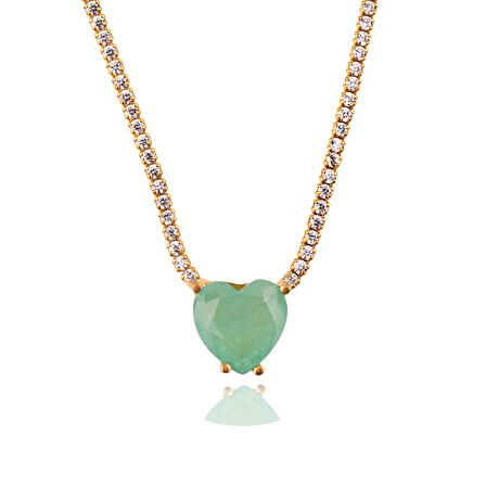 Masaliko Flemen S 2 Kalp Su Yolu Gümüş Kolye Ms3309, 925 Ayar Kadın Gümüş Kolye, Tennis Kolye