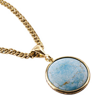 Masaliko Turkuaz Gümüş Kolye Ms3326, 925 Ayar Kadın Gümüş Kolye, Altın Kaplama