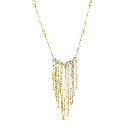 Masaliko Sallantılı Gümüş Kolye Ms3329, 925 Ayar Kadın Gümüş Kolye, Altın Kaplama