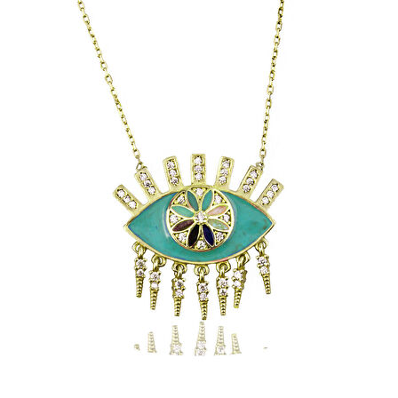 Masaliko Göz Gümüş Kolye Ms3342, 925 Ayar Kadın Gümüş Kolye, Altın Kaplama