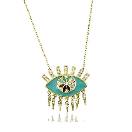 Masaliko Göz Gümüş Kolye Ms3342, 925 Ayar Kadın Gümüş Kolye, Altın Kaplama