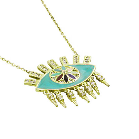 Masaliko Göz Gümüş Kolye Ms3342, 925 Ayar Kadın Gümüş Kolye, Altın Kaplama