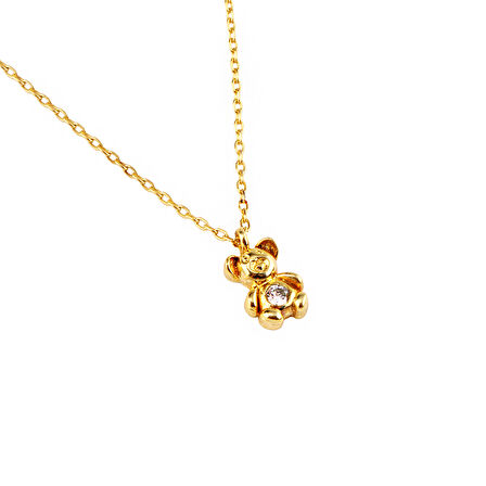 Masaliko Ayıcık Gümüş Kolye Ms3347, 925 Ayar Kadın Gümüş Kolye, Altın Kaplama