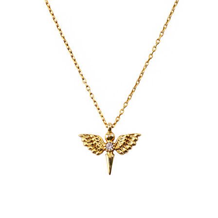 Masaliko Melek Gümüş Kolye Ms3349, 925 Ayar Kadın Gümüş Kolye, Altın Kaplama