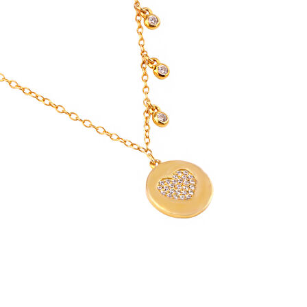 Masaliko Kalp Gümüş Kolye Ms3351, 925 Ayar Kadın Gümüş Kolye, İthal Ürün, Altın  Kaplama